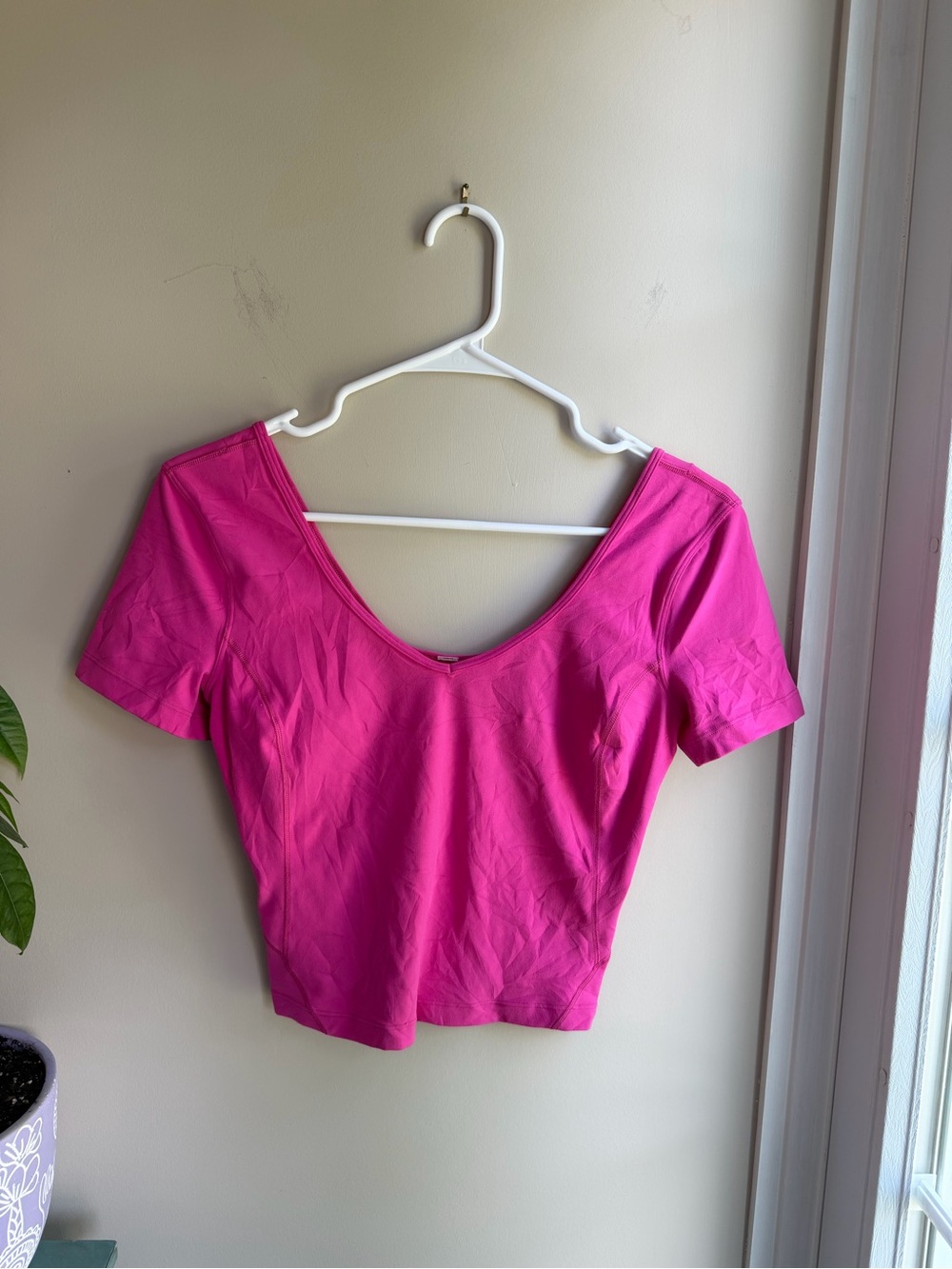 lululemon athletica Hot Pink Scoop Neck Short Sleeve Top